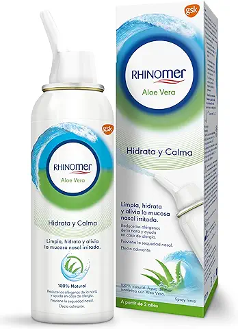 Rhinomer Spray Nasal 100% Agua de Mar con Aloe Vera, Spray Suave Para Adultos y Niños a Partir de 2 Años, 100 ml  