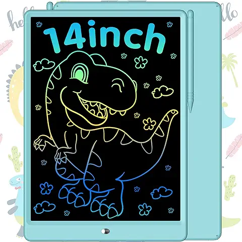 Richgv Tableta Escritura LCD Color, 14 Pulgadas Pizarra Digital LCD Writing Tablet Tablero de Dibujo Electrónico para Apuntar Recordatorios Escribir o Dibujar (Azul)  