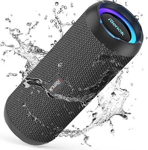 RIENOK Altavoz Bluetooth 5.3 Altavoz Inalámbrico Portátil Impermeable IPX7, Bass, Sonido Estéreo, Apoya Micro SD AUX  