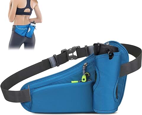 Riñoneras de Running Guarda Llaves, Cinturón Deportiva Impermeable con Porta Botella, Agua Running Belt Reflectante Accesorios Running de Hombre Mujer con Cierre Cremallera para Móvil Celular Tarjeta  