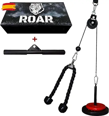 Roar® Poleas Gimnasio para Casa, Polea Gimnasio Gym con Barra Recta y Cuerda Musculación Triceps, Biceps Maquina Gym, Polea Gym, Maquinas Gym, Maquina Gimnasio En Casa.  