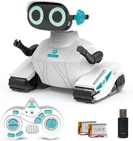 Robot de Juguete Teledirigido 2.4GHz Juguete Control Remoto para Niños con Ojos LED Brillantes, Sonidos Divertidos y Movimientos de Baile, Dispone de Batería Recargable [Edad 4-7 Años] - Blanco  