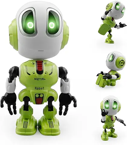 Robot para Niños Juguetes Mini Robot Recargable Hablando Robots de Carga Manos y Pies Flexibles, Ojos LED Juguetes Interactivos Regalos Rdeales para Niños y Niñas(Verde)  