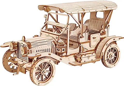 ROBOTIME Rompecabezas 3D Coche Vintage, Kits de Modelo de Madera para Adultos para Construir, Autoensamblaje Mecánico Construciton Kit de Artesanía para Niños y Adolescentes  