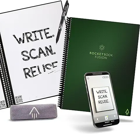 Rocketbook Fusion Cuaderno Inteligente - Reutilizable Digital Libreta A4 Verde Bloc De Notas To Do List Planificador Semanal & Mensual, 7 Estilos, Gadgets Tecnologicos Frixion Pilot Borrable Incluido  