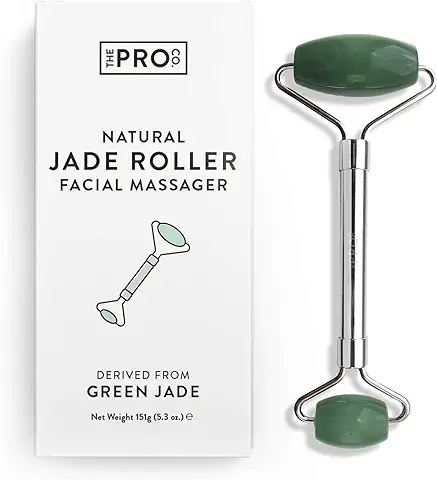 Rodillo Facial de Jade - Masajeador Facial - para Rostro, ojos y Cuello - Piedra de jade 100% Natural - Ayuda a Minimizar los Signos de Envejecimiento - Fabricado en el Reino Unido por The Pro Co.  