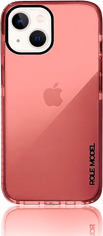 ROLE MODEL® Cybercase - Carcasa Transparente con Protector de Cámara y Protector de Pantalla, Color Intenso y Diseño Inusual, Compatible con IPhone 13 Mini (Bloodred Edition, Rojo)  