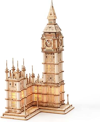 Rolife Puzzle 3D Madera Antiguo Maquetas para Montar para Construir Adultos Niñas 220 Piezas, Big Ben, Sin Pilas en el Paquete  