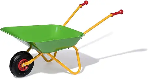 Rolly Toys Carretilla Color Amarillo/verde, Carretilla de Jardín, Carretilla de Metal, Juguete para Niños a Partir de 2,5 Años, Capacidad de Carga de 25 kg, Herramienta de Jardinería 271900  