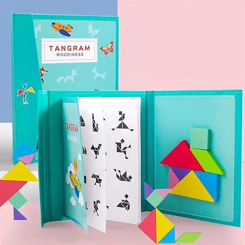 Rompecabezas De Juegos De Viaje,Tangram Juego De Rompecabezas De Juegos De Viaje,Tangram De Madera Magnético Aprendizaje De Formas Y Colores,Juego De Construcción Educativo E Imaginación Regalo Regalo  