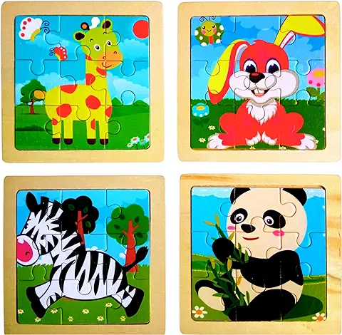 Rompecabezas Educativo para Niños y Bebés|Puzzle de Madera con Forma de Animales de Granja|Juego de Mesa Infantil para Desarrollar la Memoria y la Inteligencia|Regalo Original con Forma de Conejo  