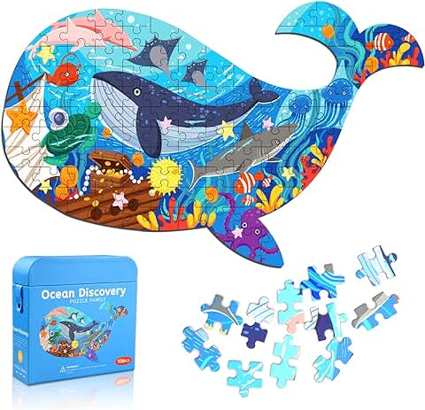 Rompecabezas Niños Puzzle de Ballena Puzzles de Cartón 108 Piezas Puzzle de Desafío Cerebral Juego de Regalo Educativo Preescolar de Aprendizaje Temprano para Niños de 4 5 6 7 8 9 10 Años  