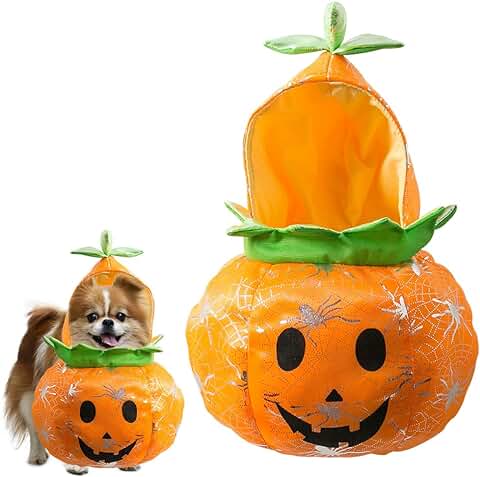 Ropa de Calabaza para Mascotas, Halloween Disfraz Perro, Ideal para Halloween, Navideño Cosplay,Disfraz De Halloween para Mascota, Disfraz De Halloween del Gatos Perros - Tela de Arañas de Calabaza  