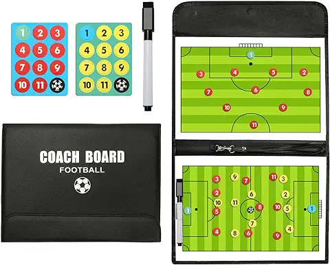 RoseFlower Pizarra Futbol Entrenador, Magneticas Carpeta Táctica de Fútbol Plegable para Deportes Entrenamiento - Football Coach Board con Imanes, Lapiceros y Borrador para Estrategia Competencia