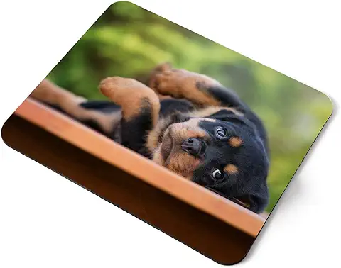 Rottweiler,Alfombrilla de Ratón para Computadora, Diseño de Cachorro, Perro Relajante, Oficina en Casa, Accesorio de Escritorio de PC, tela Flexible, arte Impreso Ergonómico, #46265  