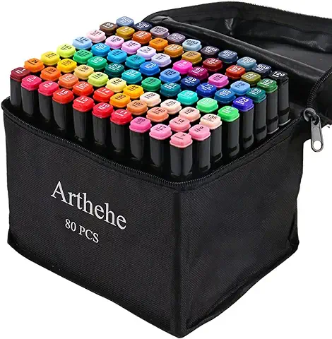 Rotulador de 80 Colores Permanente Rotuladores Alcohol Marker Pen Marcadores Manga Creativos de Punta Doble ara Acuarela Graffiti para Principiantes Set de Rotuladores de Boceto Hecho a Mano  