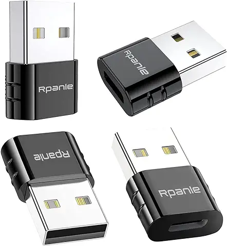 Rpanle Adaptador USB C Hembra a USB Macho, 4 Piezas Adaptador de Cable Tipo C a USB A, para Samsung, Huawei, Computadoras Portátiles, Bancos de Energía y Otros Dispositivos con USB C (Negro)  