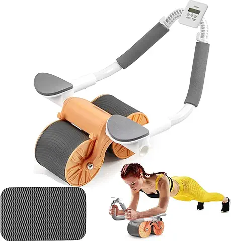 Rueda Abdominal de Rebote Automático,2023 Nuevo Entrenador Abdominal para el Hogar,AB Roller con Alfombrilla para Rodillas y Soporte para Teléfono, Rueda de Entrenamiento Abdominal Ajustable para  