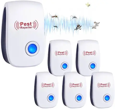 RUTIDA Repelente Ultrasónico de Plagas, 6 Pack Repelente de Mosquitos, Electrónico Insectos Control de Plagas para Interiores Anti Mosquitos, Moscas, Ratones, Cucarachas, Arañas, Roedores  