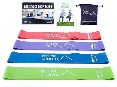 Ryher Cintas Elasticas Musculacion - Bandas de Resistencia Fitness para Crossfit, Pilates, Ejercicio en casa - Gomas Elasticas para Hombres y Mujeres - Incluye Manual PDF  