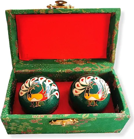 SabelAX Bolas Baoding, Bolas de la Salud, Bolas para Ejercicio de Dedos, Bolas para Alivio del Estres, Meditacion, Relajacion, Antiestres, Feng Shui. (VERDE FENIX)  