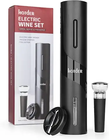 Sacacorchos Eléctrico Inalámbrico (3 en 1), Abridor de Botellas del Vino, Abrebotellas con Cortador de Hojalata y Bomba de Vacío，Ideal para Reuniones Familiares, Bares y Regalos (1 Pack)  