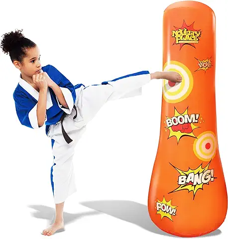 Saco de Boxeo Inflable para Nios de la Novedad Place - 4 pies de Altura Buddy - Hit & Bounce Back Air Bop Toy Diversión para Todas Las Edades Ni?os Ni?as Fitness y Alivio del Estrés  