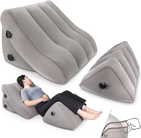 SAHEYER Almohada de Lectura, 2 Ajustable Cuña Ergonómica de Apoyo para la Espalda Pierna Elevación de la Vena Almohadas Anti-Reflujo Almohada de Cama para el Descanso y Alivio del Dolor  