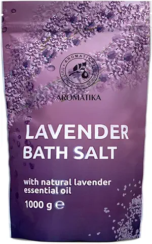 Sales de Baño Lavanda 1000g (zipper) - Sales Marinas de Baño con 100% Natural Aceite Esencial de Lavanda - Reducción de Estrés - Baños - Cuidado Corporal - Relajación - Sales de Baño de Aromaterapia  