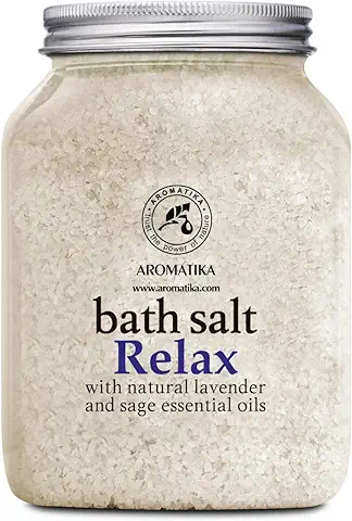 Sales de Baño Relajantes 1300g con Aceite Esencial de Lavanda y Salvia - Poseen Propiedades Beneficiosas para Lograr un Buen Descanso y Reducir el Estrés - Cuidado Corporal - Baños Relajante  