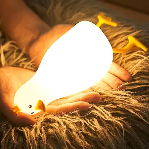 SALUOKE Luces de Noche Pato Lindo: LED Bebé de Silicona Pato Lámpara, Luz Nocturna de 7 Colores, Funcion Temporizador Recargable Luces Para Niños, Decoración de Dormitorios, Regalos Para Niños  