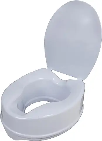 Sanitec - Elevador WC Adulto con Tapa (10 cm de Altura), Alzador WC Adulto, Asiento Elevador WC Universal, Adaptador WC para Mayores y Minusválidos, Elevadores Inodoros para Adultos  