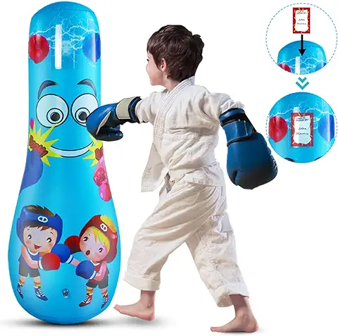 SANON Saco de Boxeo Inflable para Niños Saco de Arena de Boxeo de Pie Saco de Arena Inflable para Ejercicios para Jóvenes Y Niños Ejercicio para Aliviar El Estrés Entretenimiento Físico  