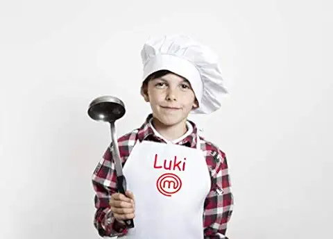 SAQUITOMAGICO Delantal Oficial Masterchef para Adulto y Niños Personalizado con tu Nombre Bordado.-Producto con Licencia Oficial.-Novedad Marzo 2021  