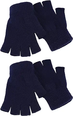 Satinior 2 Pares de Guantes sin Dedo Unisex Guantes de Invierno de Mitad de Dedo Guantes de Punto Elásticos con Tamaño Estándar  