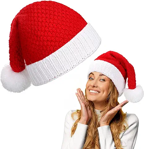 SATINIOR Gorro de Navidad de Elfo de Punto de Pompón para Adulto Sombrero de Papá Noel Navideño Invierno Divertido Cálido  