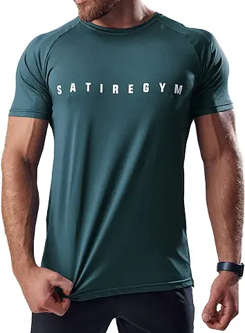 Satire Gym® - Camiseta de Fitness para Hombre Slim Fit - Camiseta Deportiva Funcional y de Secado Rápido para Hombre - Camiseta de Fitness para Hombre como Camiseta Deportiva y Camiseta de Gimnasio  