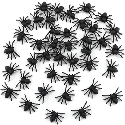 SAVITA 50 Piezas Realista Araña Decoración Halloween, Plástico Mini Araña Negro Realista Aterrador Araña Broma Halloween Casa Embrujada Decoraciones para Fiestas de Halloween Día de los Inocentes  