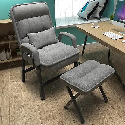 SBRSRPOE Sillones De Sala De Estar con Reposapiés, Silla De Tela, Sillas De Ocio Modernas con Respaldo De ala, Silla De Ocio con Respaldo Ajustable, Silla Decorativa con Otomana para Sala De Lectura  