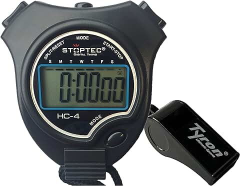 SCHÜTT Stoptec HC-4 - Cronómetro Digital con Silbato con Pantalla Grande | Hobby | Deportes | Tiempo Libre | Resistente a Salpicaduras | Adecuado para Niños  