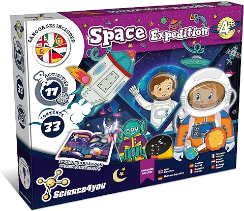 Science4you Aventura Espacial para Niños 4+ Años - 17 Experimentos: Haz Maqueta del Sistema Solar, Planetas con Recortables para Niños, Juegos Educativos, Manualidades Niños 4 5 6 7 Años  