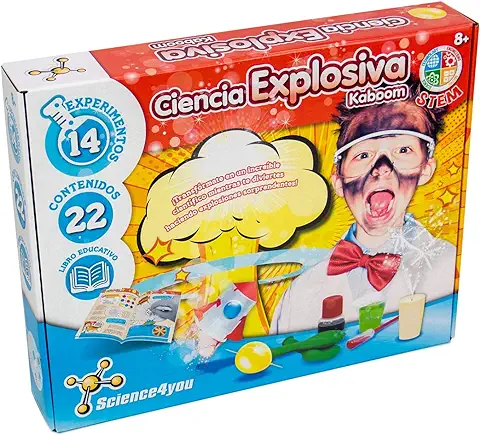 Science4you - Ciencia Explosiva Kaboom para Niños +8 Años - Kit Cientifico con 12 Experimentos de Ciencia y 22 Contenidos- Juguete Educativo y Regalo para Niños 8+ Años  