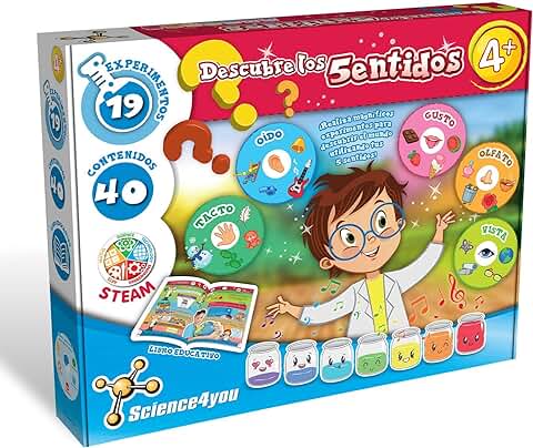 Science4you Descubre los 5 Sentidos - Kit Científico para Niños con 19 Experimentos - Juguetes Educativos y Juegos Sensoriales para Niños 4+ Años, Regalos para Niños y Niñas  