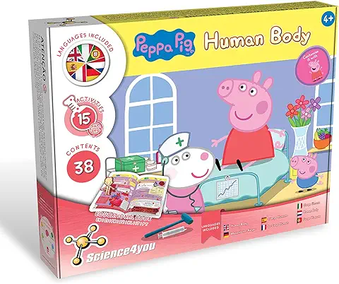 Science4you - El Cuerpo Humano con Peppa Pig para Niños 4-7 Años - Kit Cientifico con 15 Experimentos y Actividades: Esqueleto Humano, Puzzle y Pegatinas Cuerpo Humano, 4+ Años, 80003264  