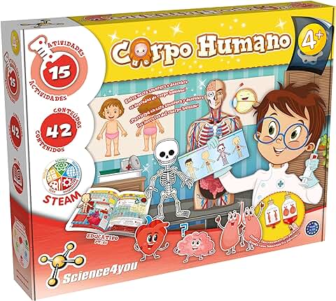 Science4you - El Cuerpo Humano - Kit Cientifico con 15 Experimentos: Esqueleto , Puzzle y Pegatinas - Anatomia para Niños 4+ Años, 80002975  