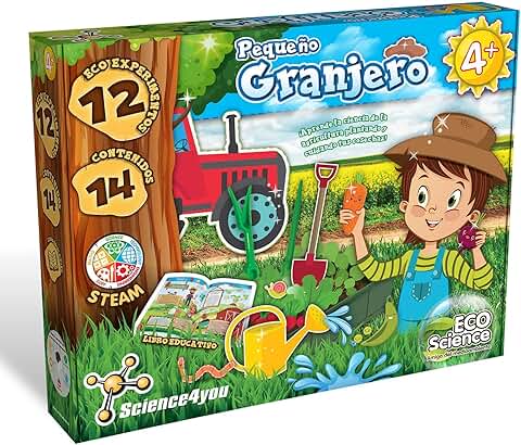 Science4you - El Pequeño Granjero - Kit Jardinería con 12 Eco Experimentos: Planta tu Propio Huerto Ecológico - Juguetes Científicos y Educativos Niños 4+ Años, Regalo Original para Niños y Niñas  