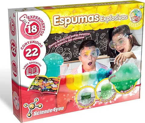 Science4you-Espumas Explosivas – Juegos y Juguetes Cientifico Incluye 18 Experimentos y Libro Educativo-Regalo Original Niñas +8 Años, Multicolor, Mittel (80002447)  