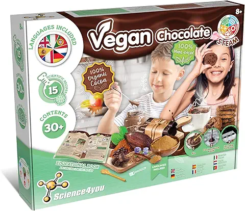 Science4you - Fabrica de Chocolate Vegano para Niños +8 Años - Kit Científico con 15 Manualidades y Experimentos - Juguetes de Cocina para Niños, Juegos de Ciencias para Niños 8 9 10 Años  