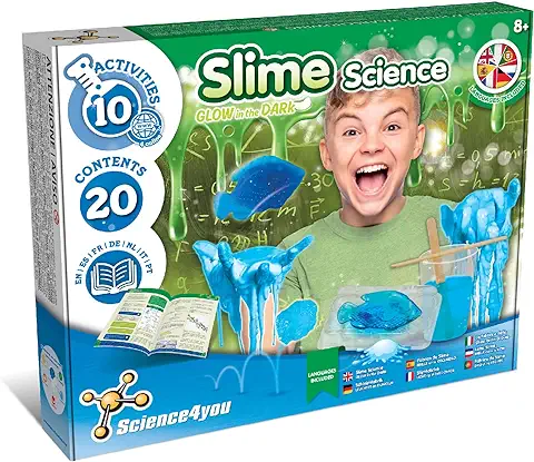 Science4you Fabrica de Slime para Niños - Kit Slime Completo con 10+ Experimentos, Asmr Kit para Hacer Slimes que Brillan en la Oscuridad, Juguetes, Juegos de Slime, Regalos para Niñas y Niños +8 Años  