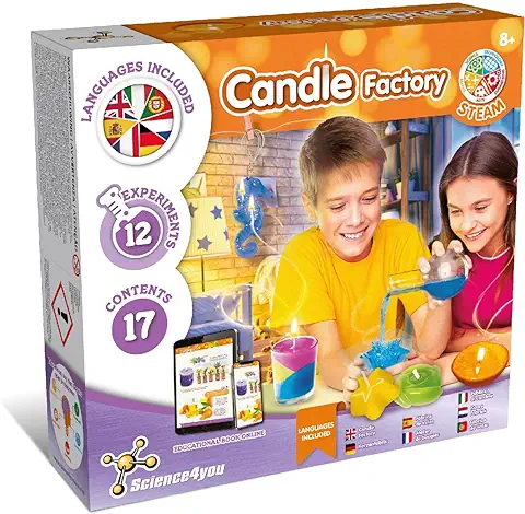 Science4you Fábrica de Velas - Kit para Hacer Velas Caseras y Coloridas - Kit de Manualidades para Niñas y Niños con Materiales para Hacer Velas Aromaticas - Juguete y Regalo para Niños 7 8 9+ Años  